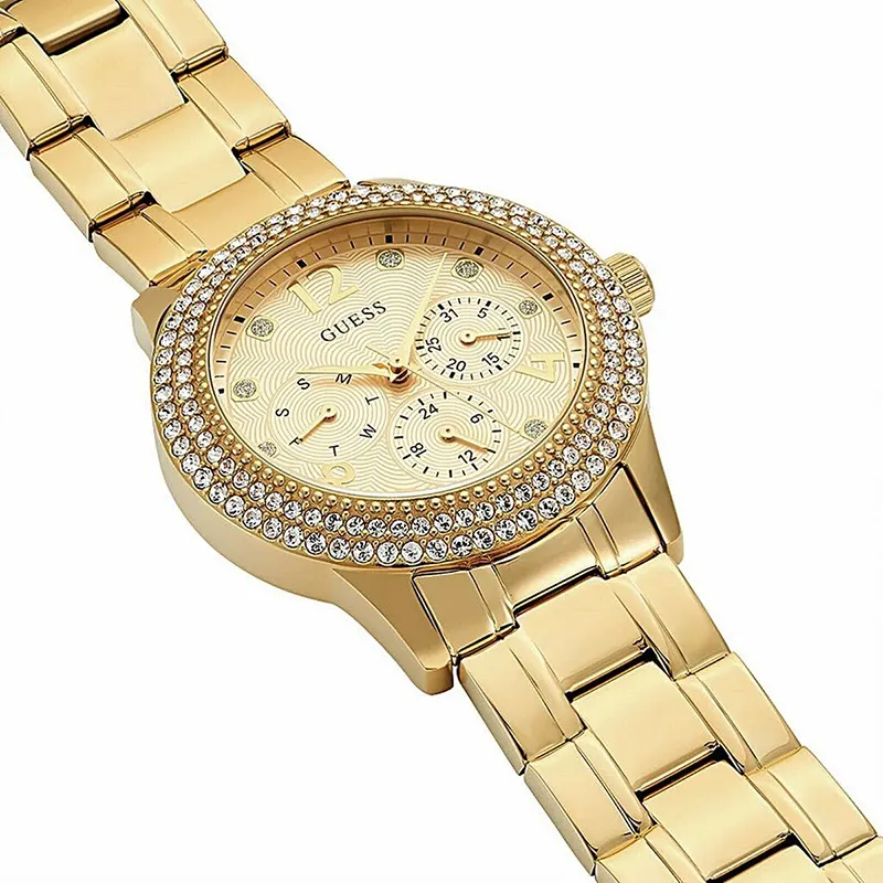 Guess Bedazzle Multifunction Gold Dial Ladies Watch- W1097L2